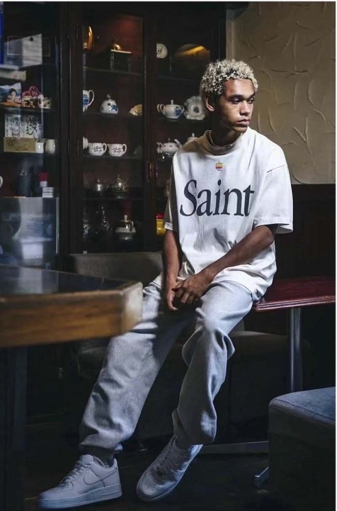 Saint Michael Rainbow Apple Print Tee White