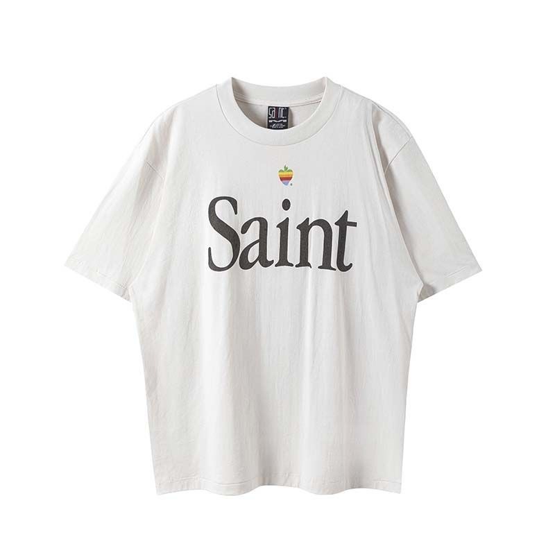 Saint Michael Rainbow Apple Print Tee White