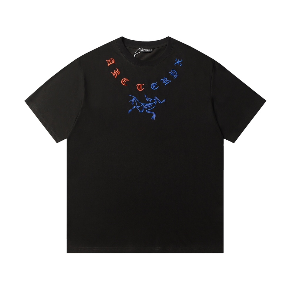 Arc Embroidered  Letters Around Neck Shirt
