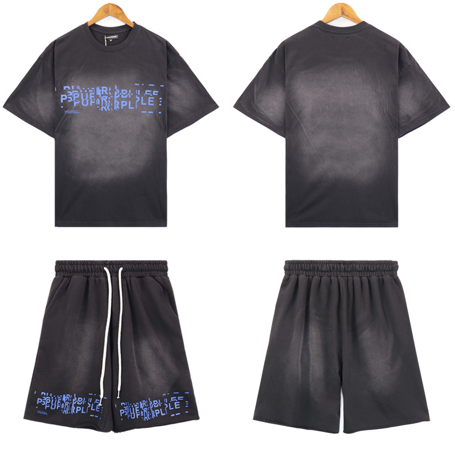 Purple Brand Washed Material Shirt And Shorts