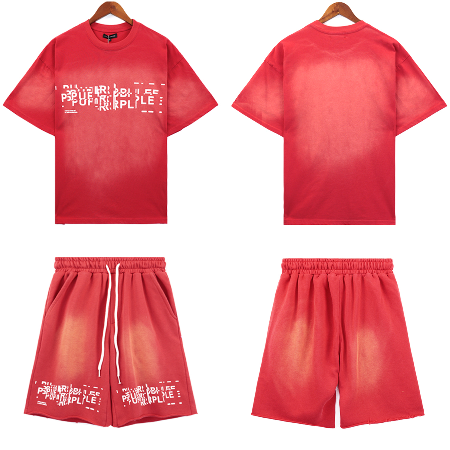 Purple Brand Washed Material Shirt And Shorts