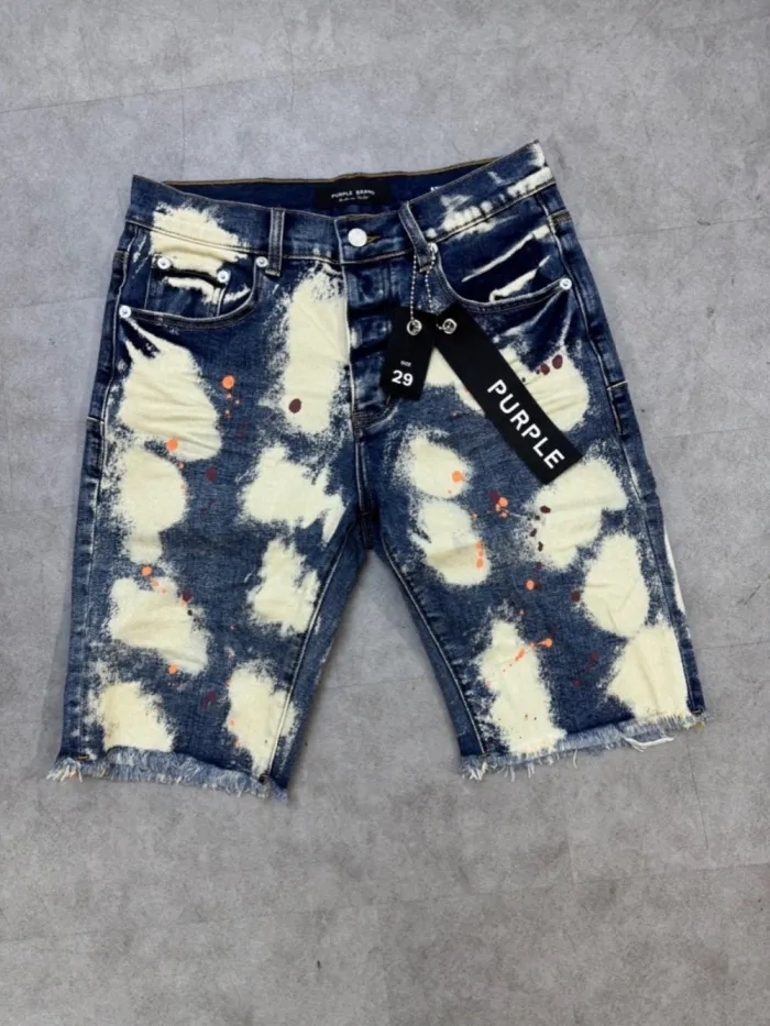 1:1 quality version Tie-Dye Cloud Splash Denim Shorts
