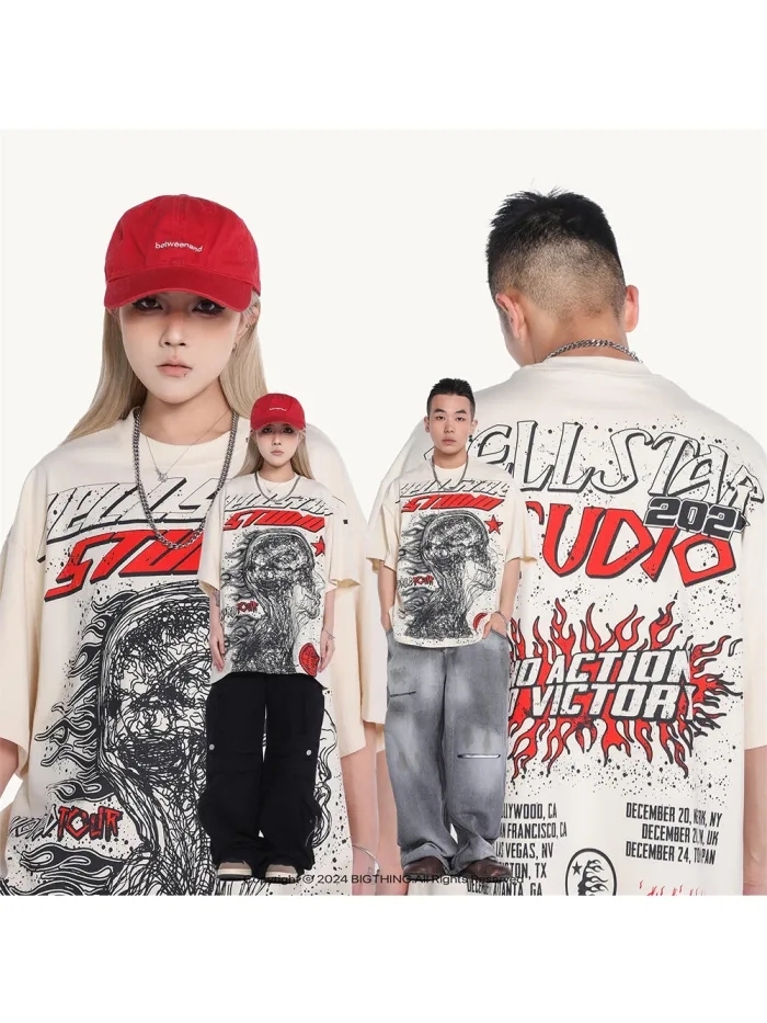 HS Full Print Flame Brain Storm Print Tee