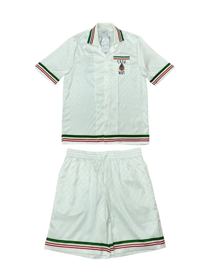 1:1 quality Silk Castle Tennis Dark Jacquard shirt & shorts set