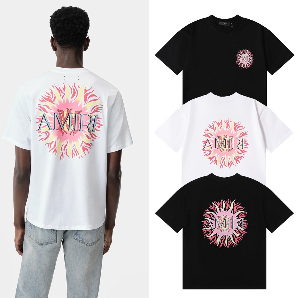 AM Explosive Flowers Tee Black White
