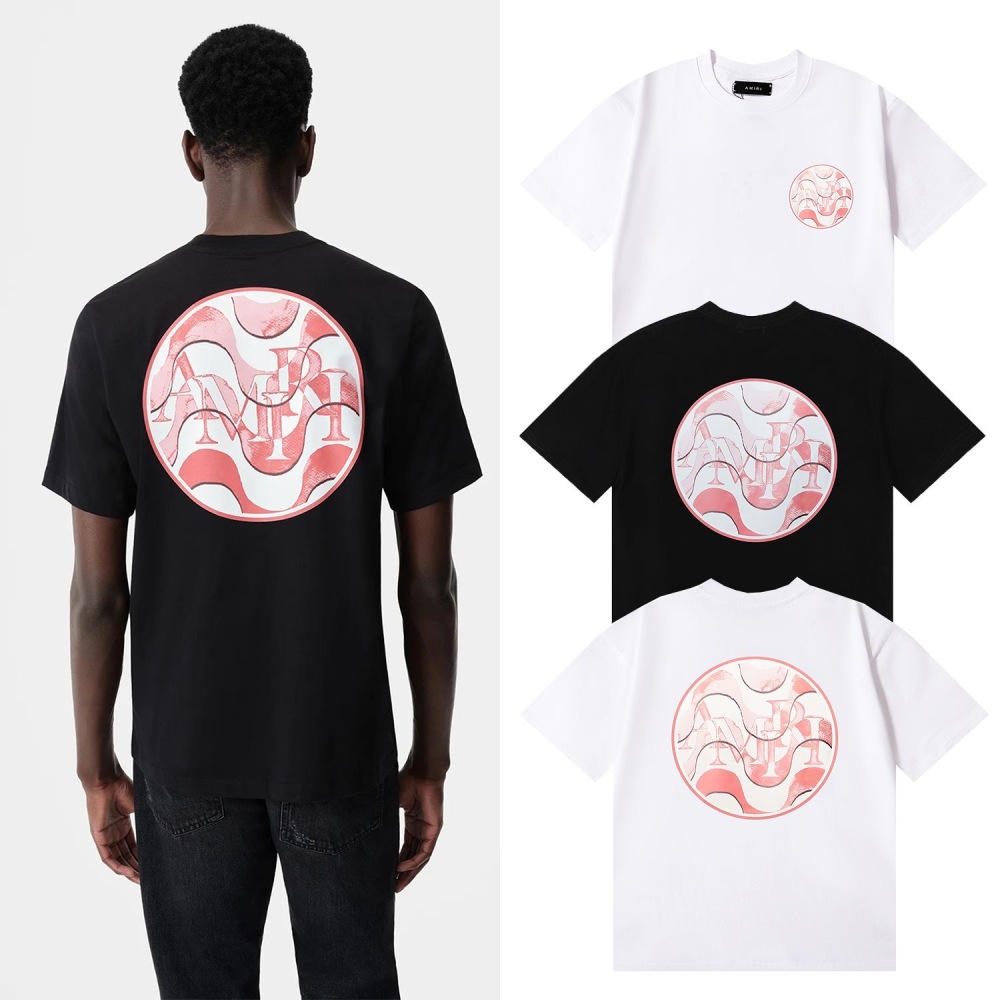 AM Wave Print Tee Black White