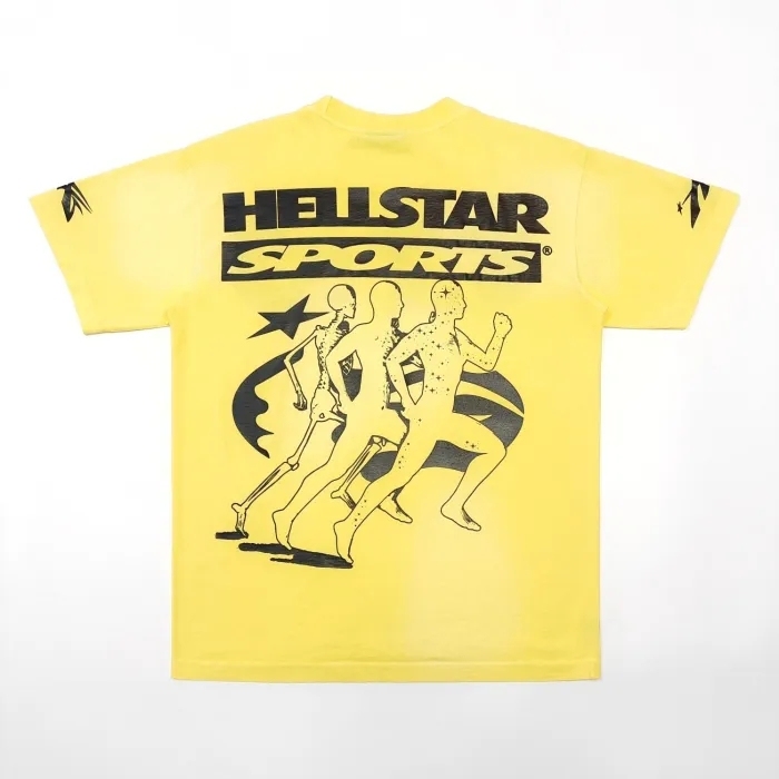 1:1 quality version Washed Version Yellow Marathon Logo Print Tee