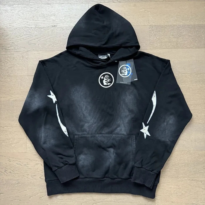 HS Washed Version Small logo neckline printed hoodie & pants set