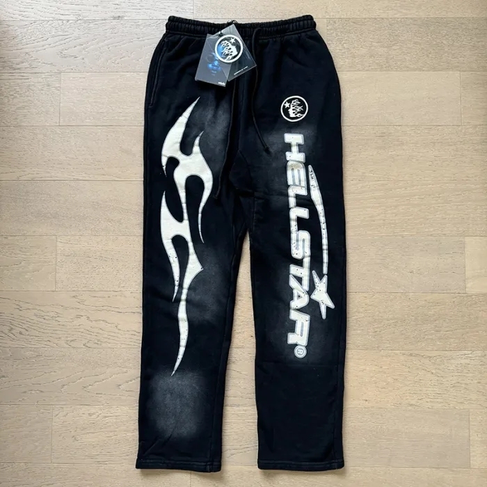 HS Washed Version Small logo neckline printed hoodie & pants set