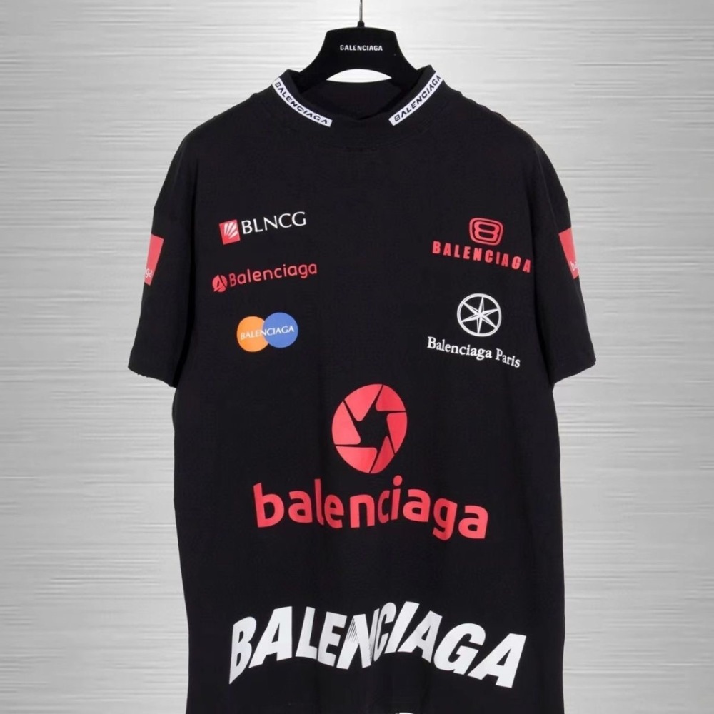 BLCG Racing Full Print Multi Logo Tee Black White