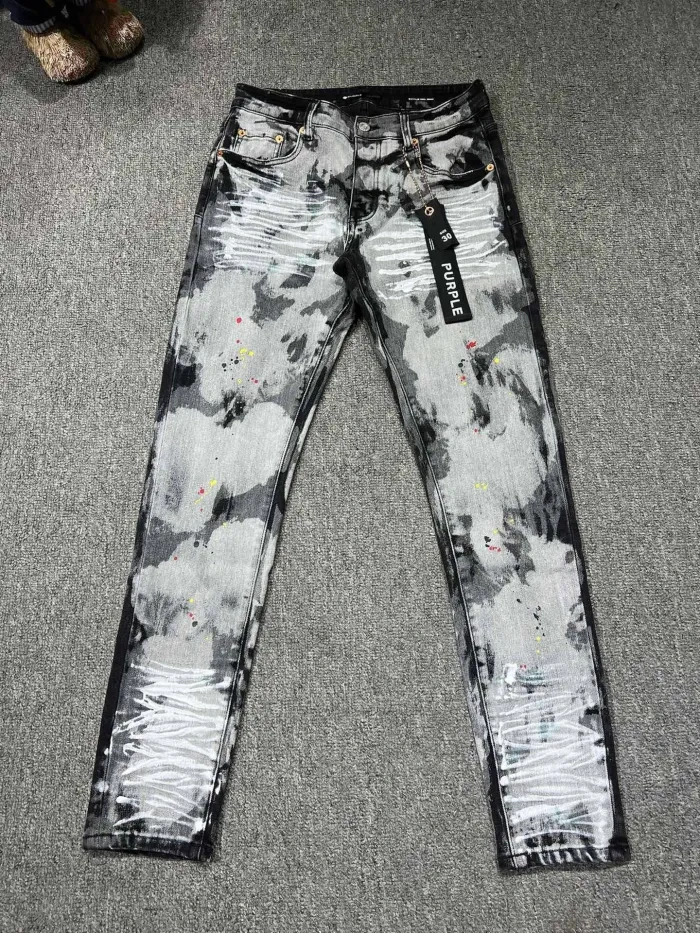 1:1 quality version Tie-Dye Washed Paint Splattered Jeans