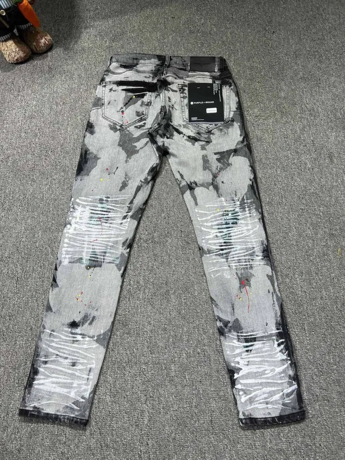 1:1 quality version Tie-Dye Washed Paint Splattered Jeans