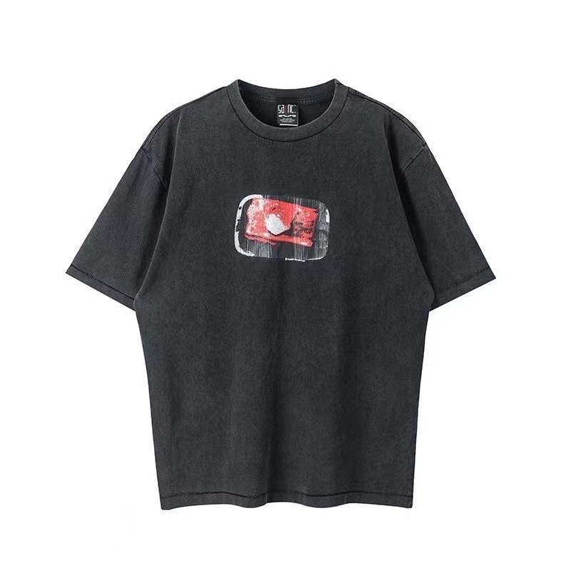 Saint Michael Crack Picture Washed Materail Shirt