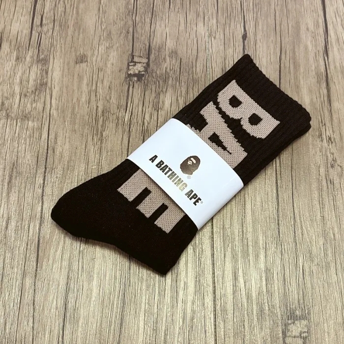 Bape Towel Bottom Large Letter Sports Cotton Socks 6 colors