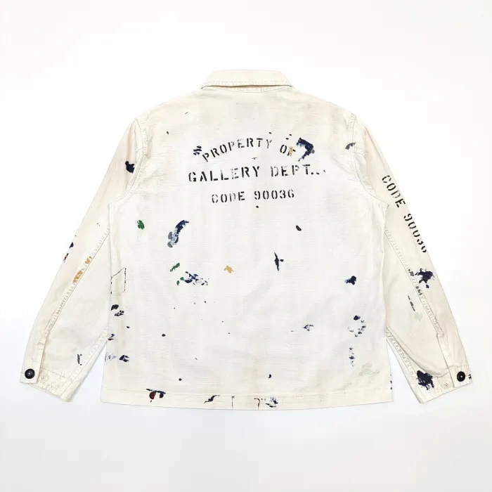 1:1 quality version GD White Printed Splash Inked Aged Jacket