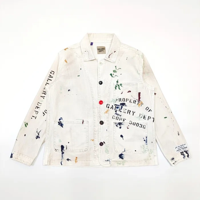 1:1 quality version GD White Printed Splash Inked Aged Jacket