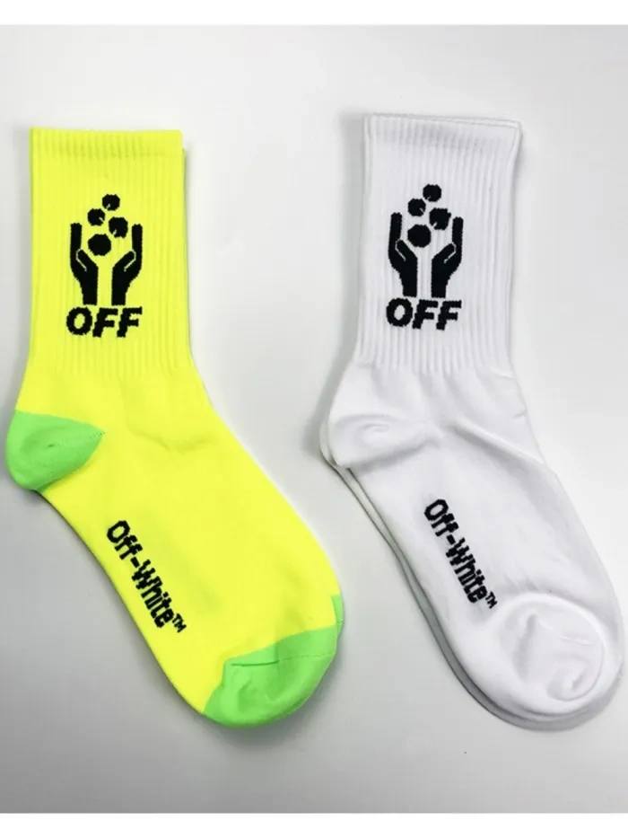 OW Two Hands Guardian Resource Alphabet Embroidery Tide Socks 2 colors