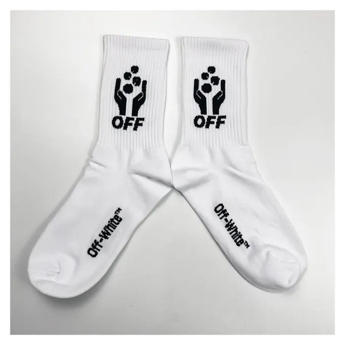 OW Two Hands Guardian Resource Alphabet Embroidery Tide Socks 2 colors