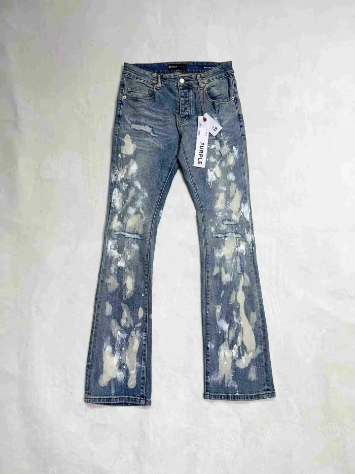 1:1 quality version Front and back inked small ripped micro jeans