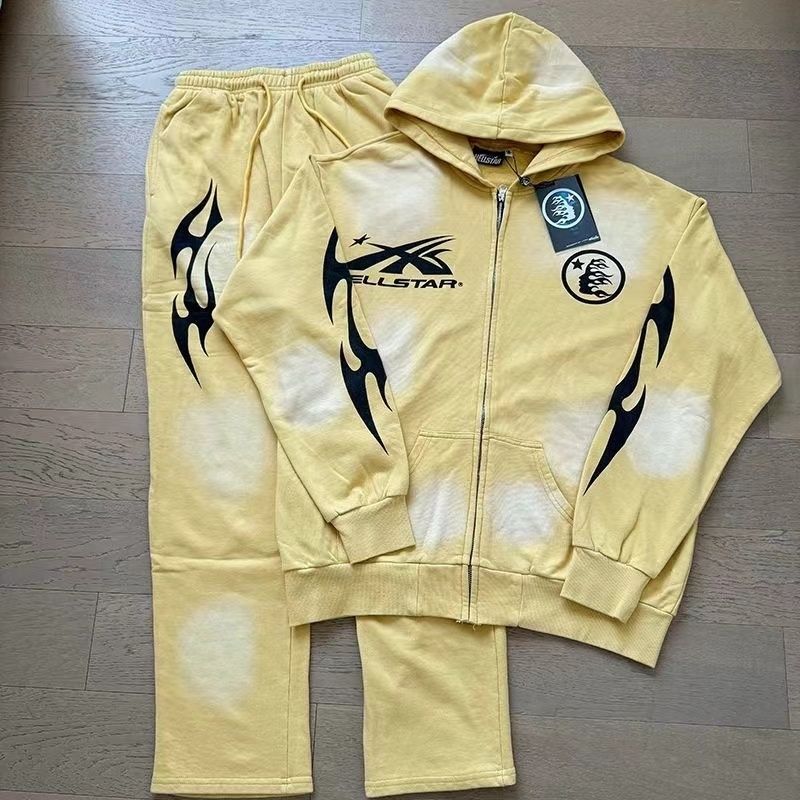 Hellstar Yellow Zip Hoodie And Pants