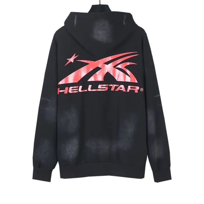 Hellstar All Red Logo Print Washed Version Hoodie