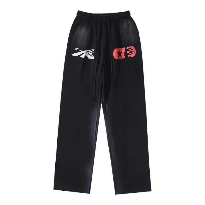 Hellstar One row skull logo print washed Version Sweatpants