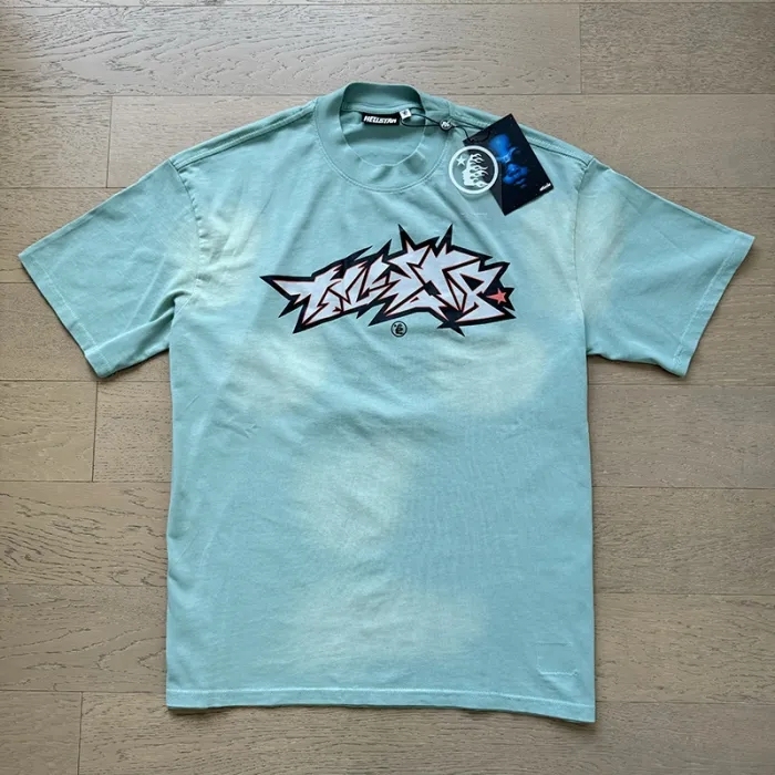 Hellstar Back Abstract Vertical Logo Wash Version Tee