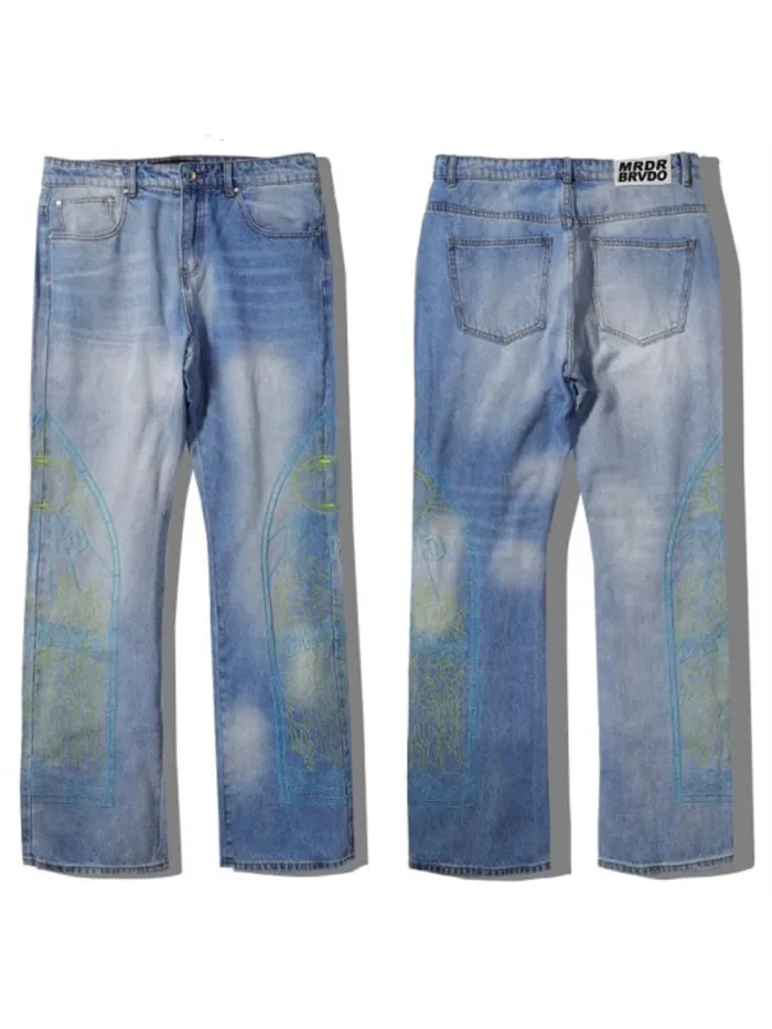 1:1 quality version who decides war Leg colorful thread embroidery Jeans