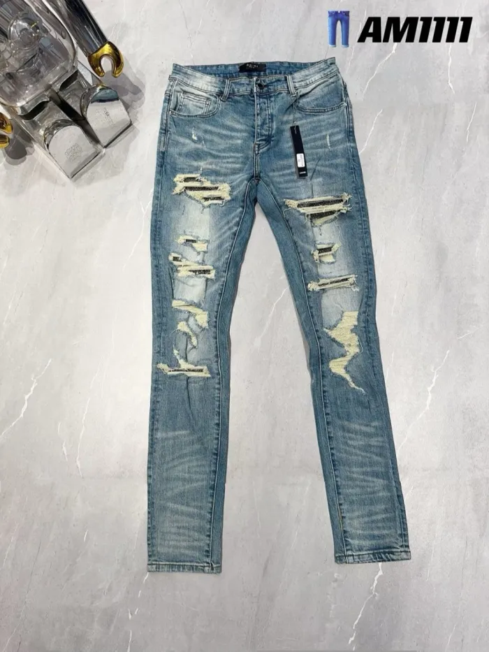 1:1 quality version Black Diamond Ripped Patch Jeans