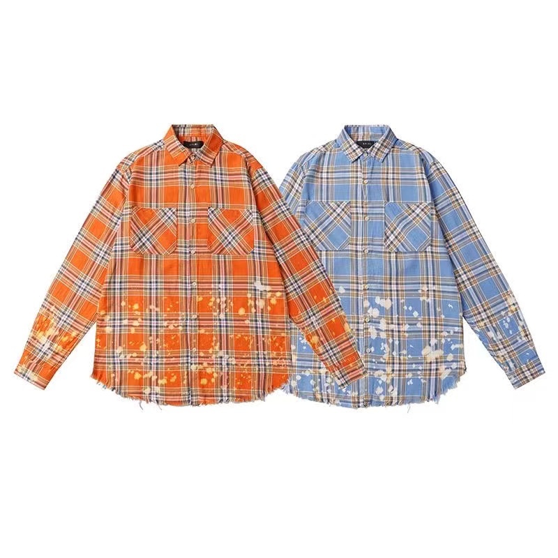 AM White Spots Flannel Long Sleeve Shirt
