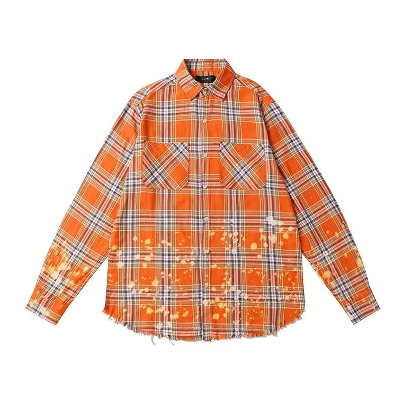 AM White Spots Flannel Long Sleeve Shirt
