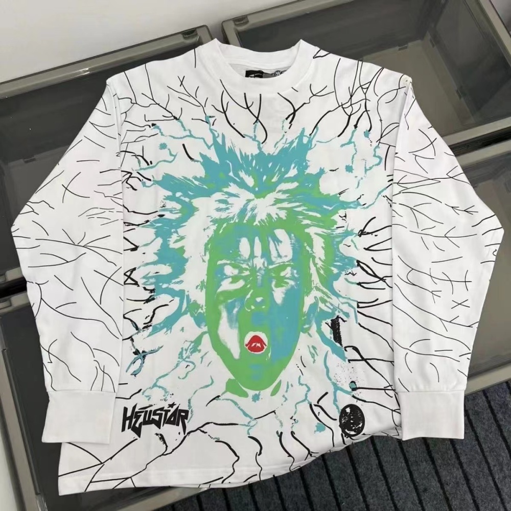 Hellstar Green Head Lighting Long Sleeve Black And White