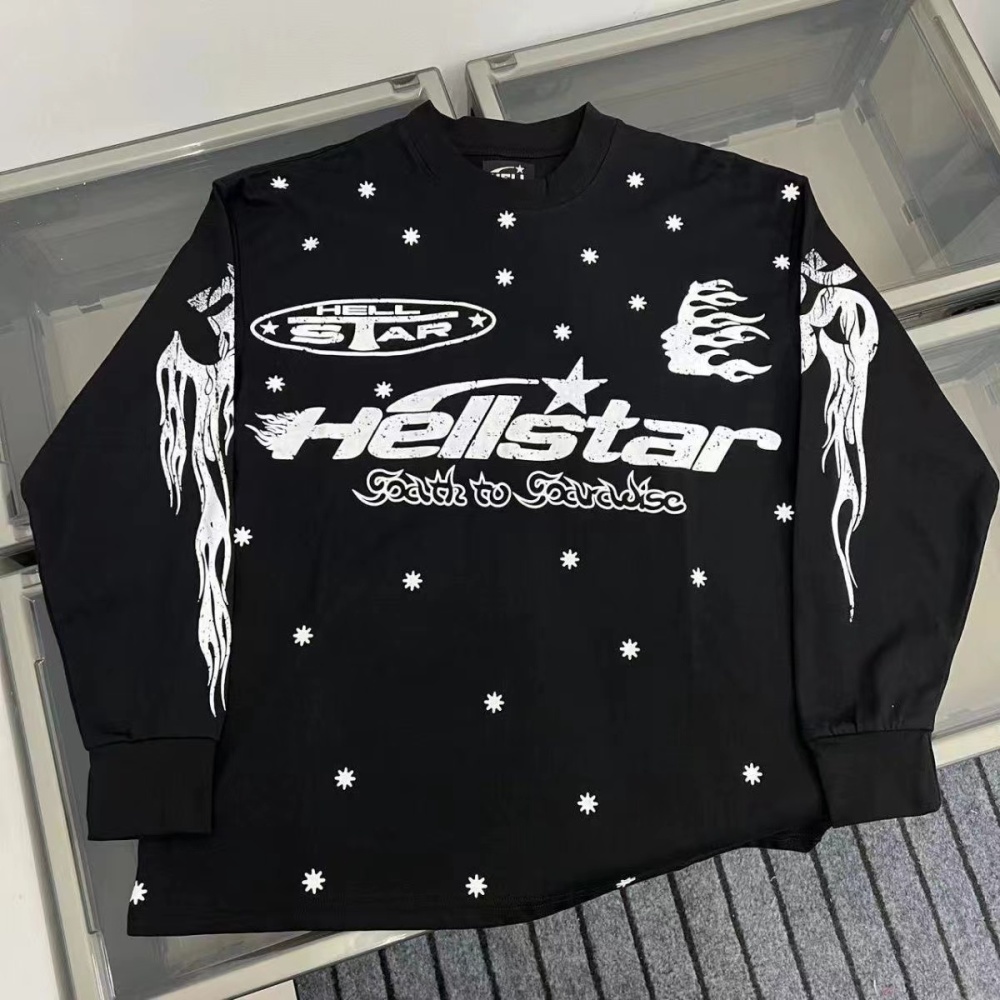 Hellstar All Over Stars Long Sleeve Black And White