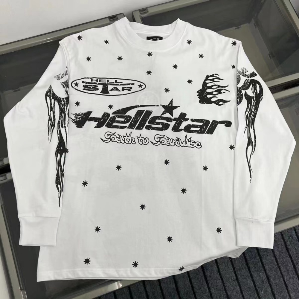 Hellstar All Over Stars Long Sleeve Black And White