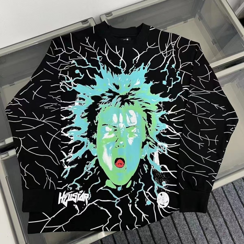 Hellstar Green Head Lighting Long Sleeve Black And White