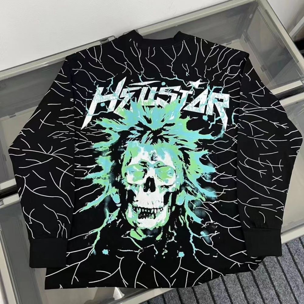 Hellstar Green Head Lighting Long Sleeve Black And White