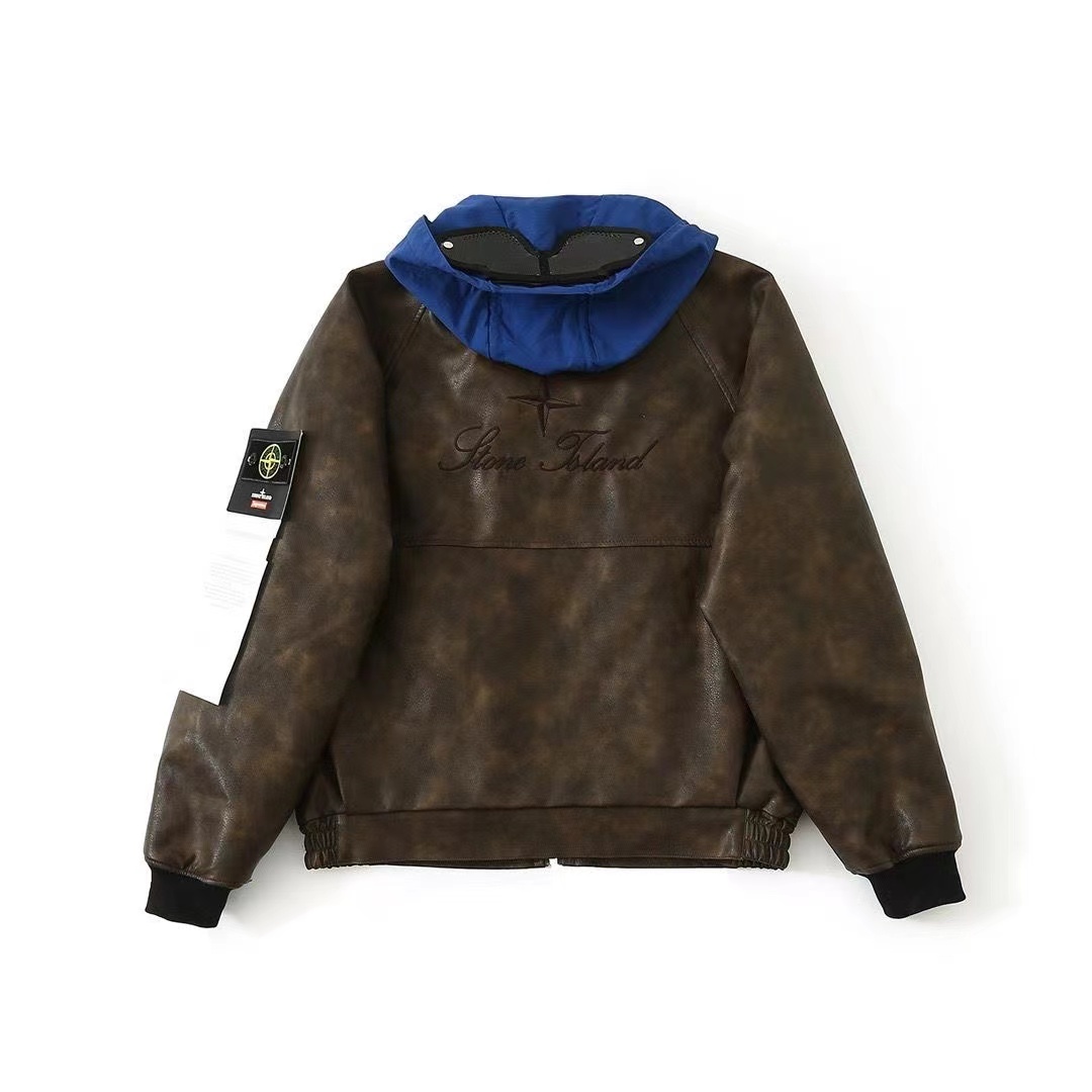 Stone Island x Sup Leather Jacket