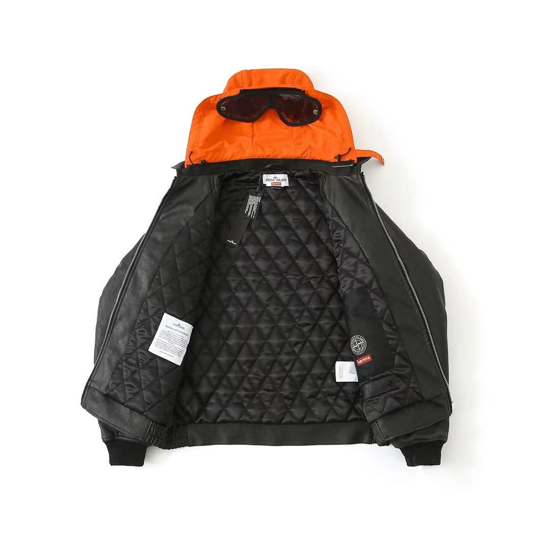 Stone Island x Sup Leather Jacket