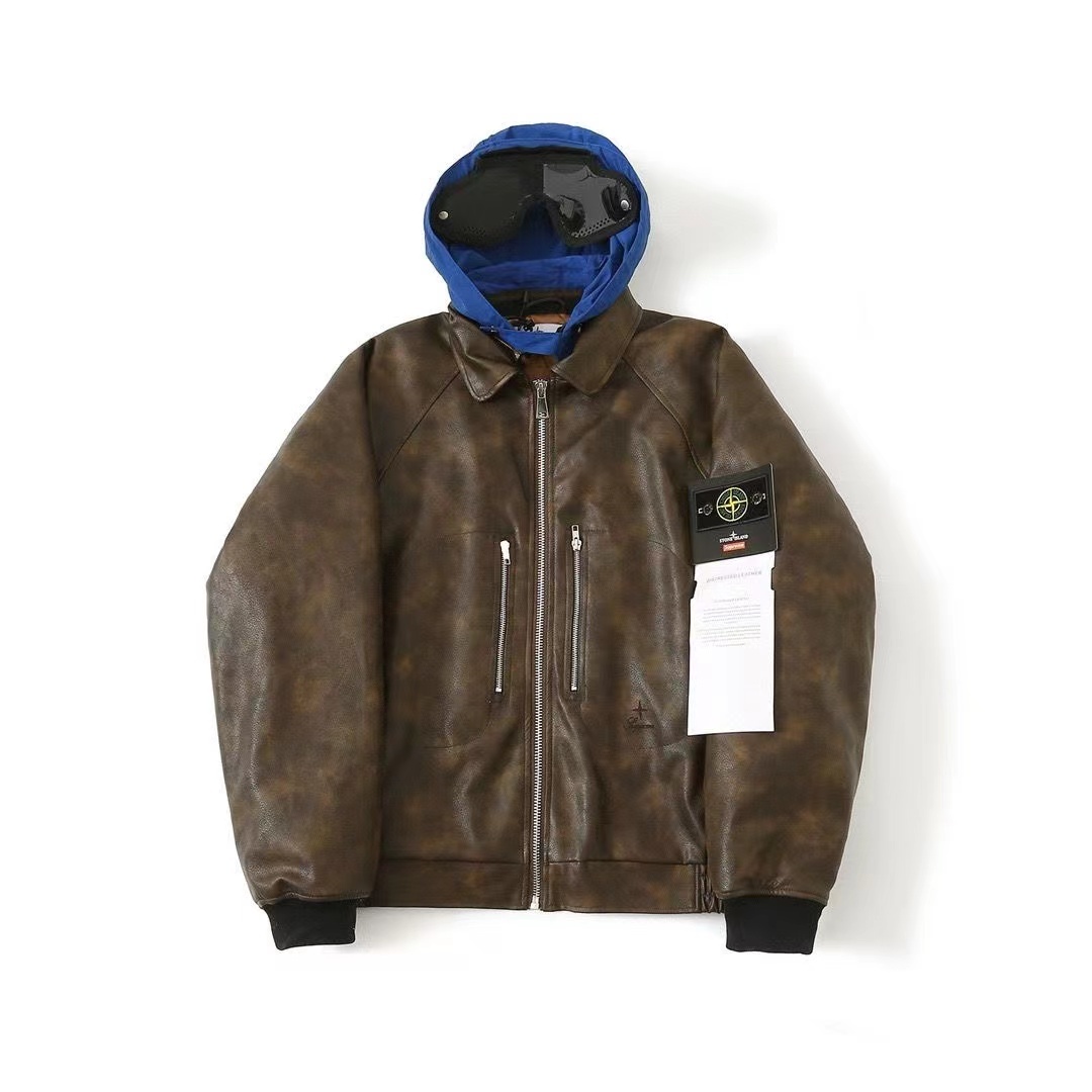 Stone Island x Sup Leather Jacket