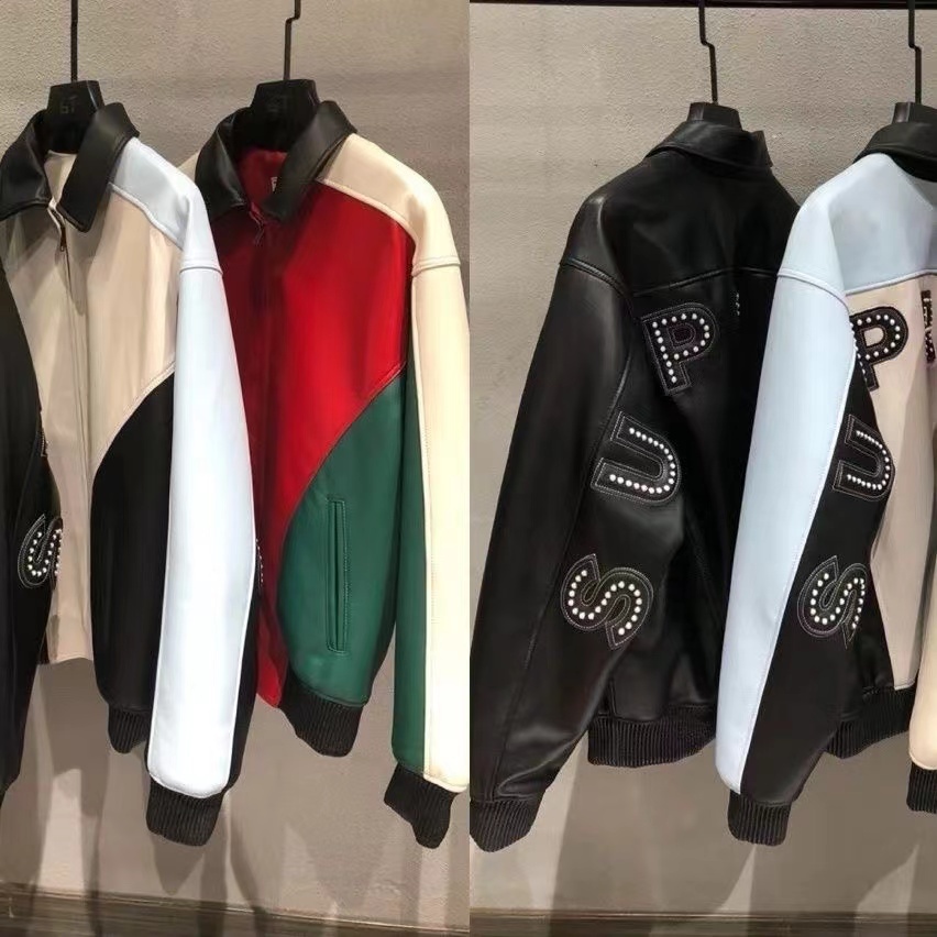 Sup Rhinestone Letters Leather Jacket