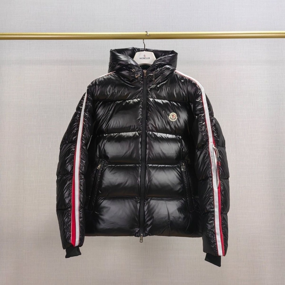 M0ncler arm webbing down jacket black white