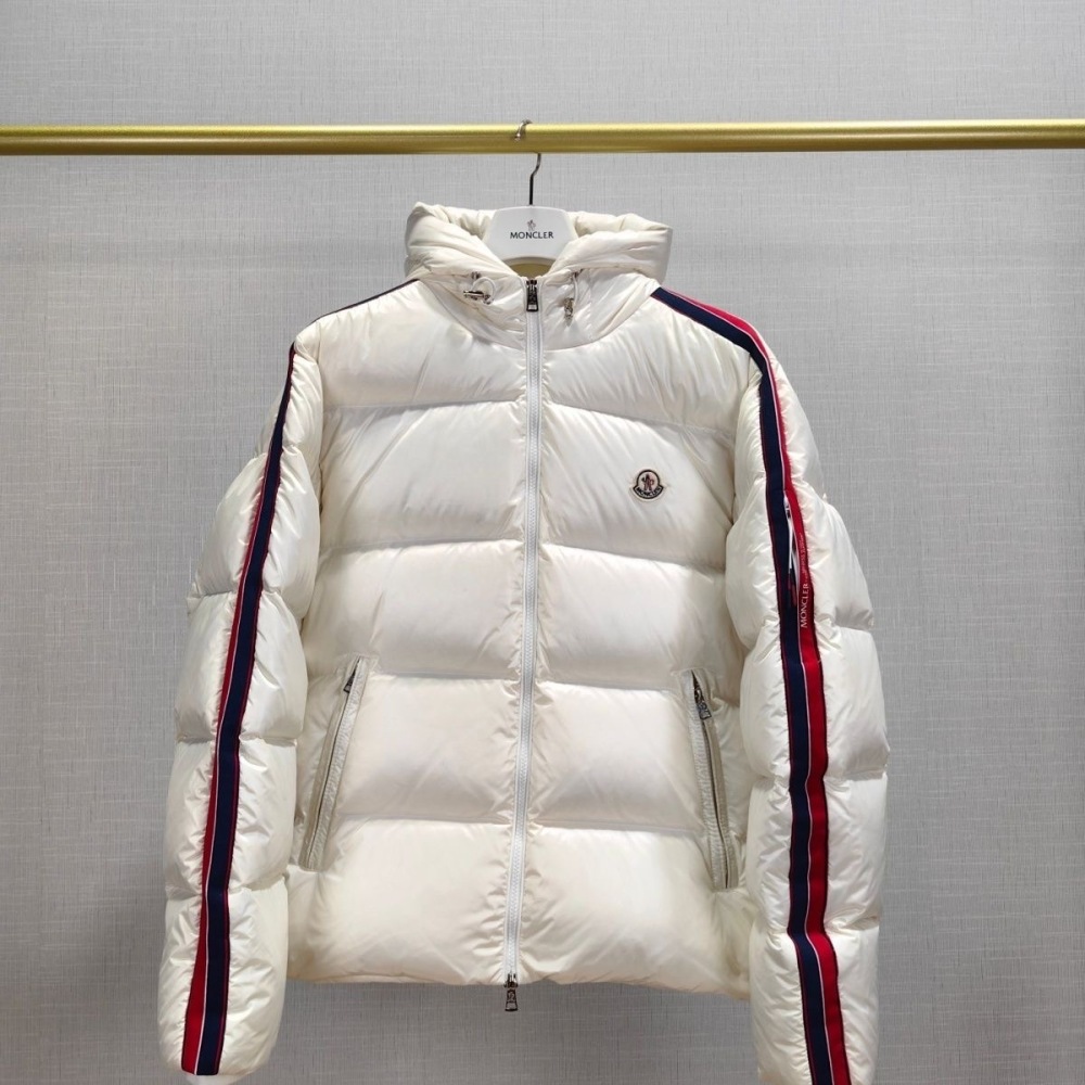 M0ncler arm webbing down jacket black white