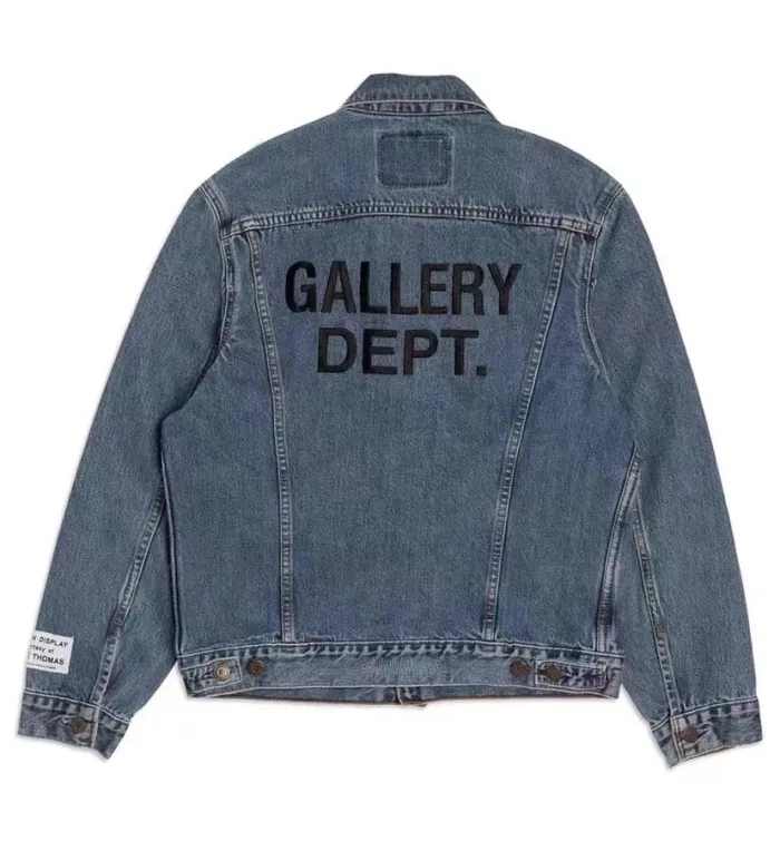GD Basic Logo Embroidered Washed Destroyed Denim Jacket