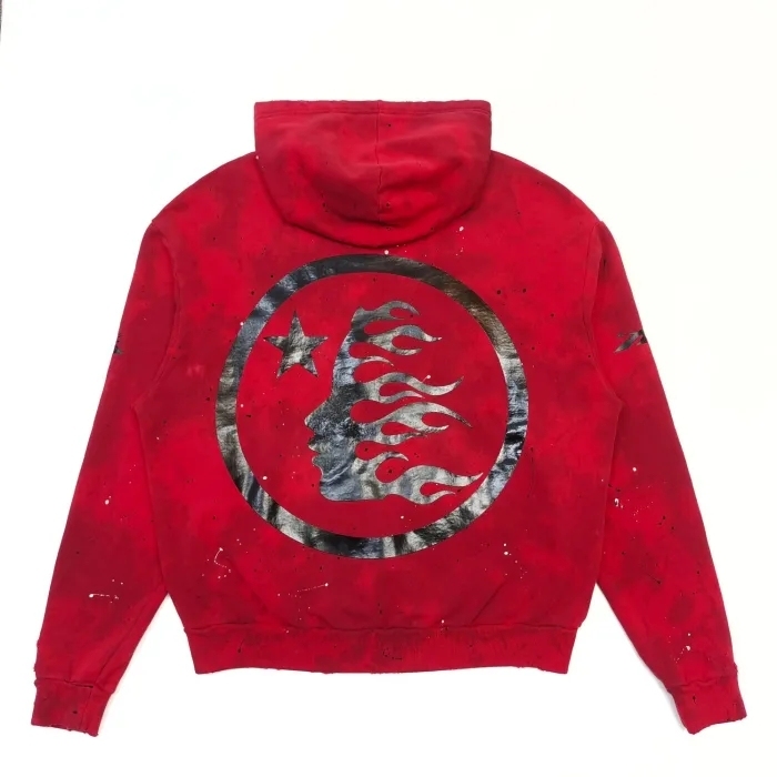 1:1 quality version Skull Print Tie-Dye Splash Ink Ripped Hoodie And Pants