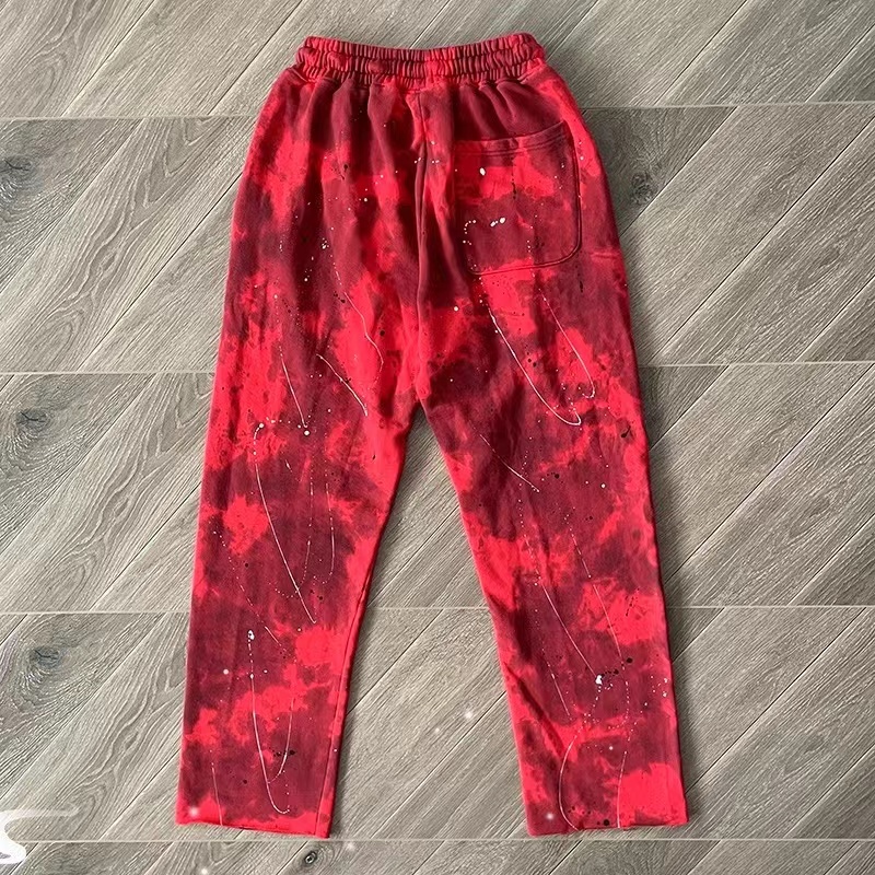 1:1 quality version Skull Print Tie-Dye Splash Ink Ripped Hoodie And Pants