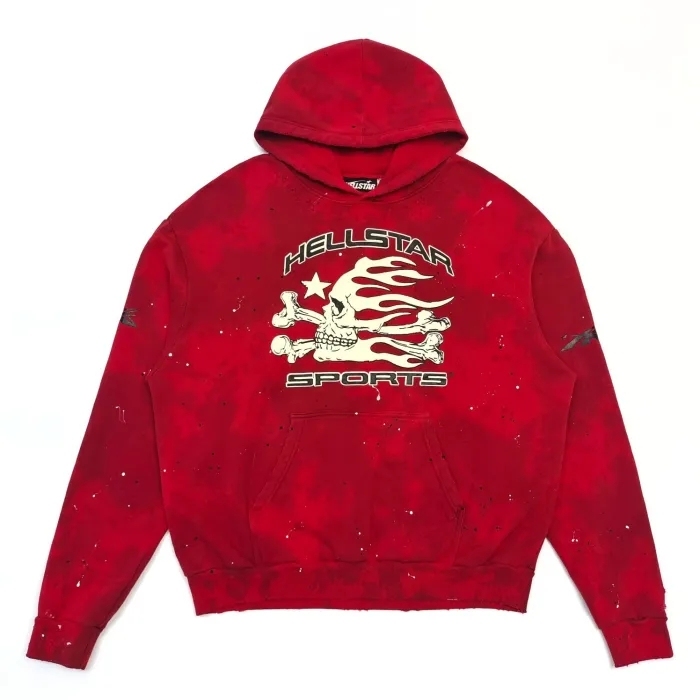 1:1 quality version Skull Print Tie-Dye Splash Ink Ripped Hoodie And Pants
