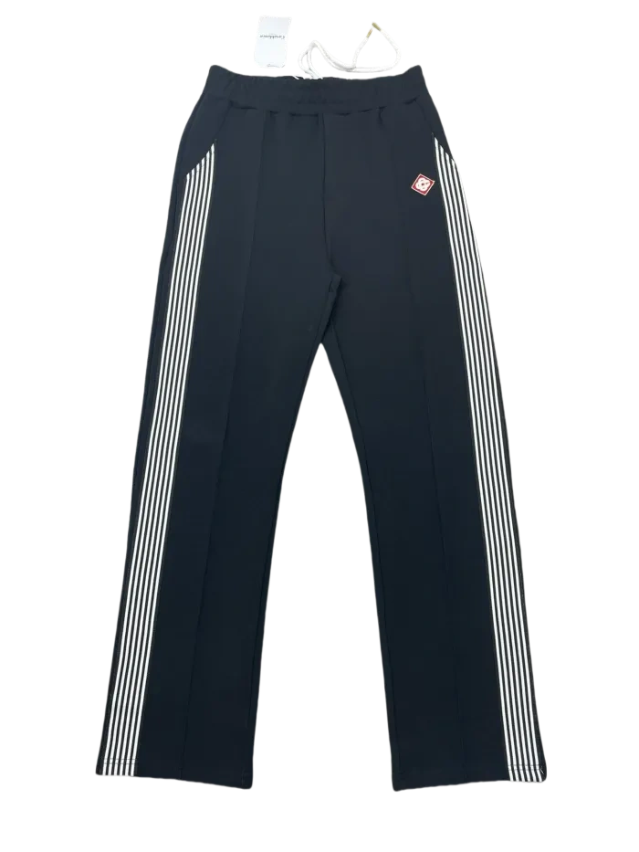 1:1 quality version Striped lapel logo embroidered zipper jacket & pants set 2 colors