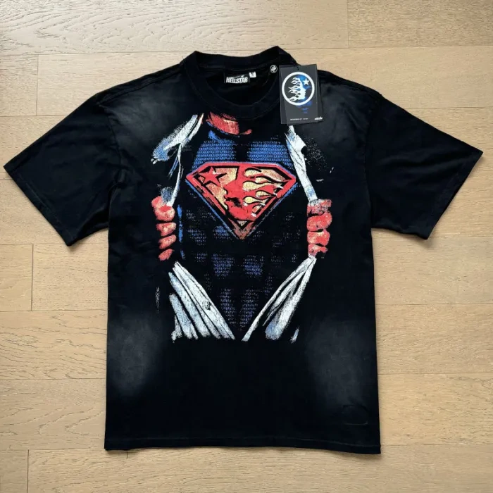 Hellstar Superman Printed Aged Washed Version Tee