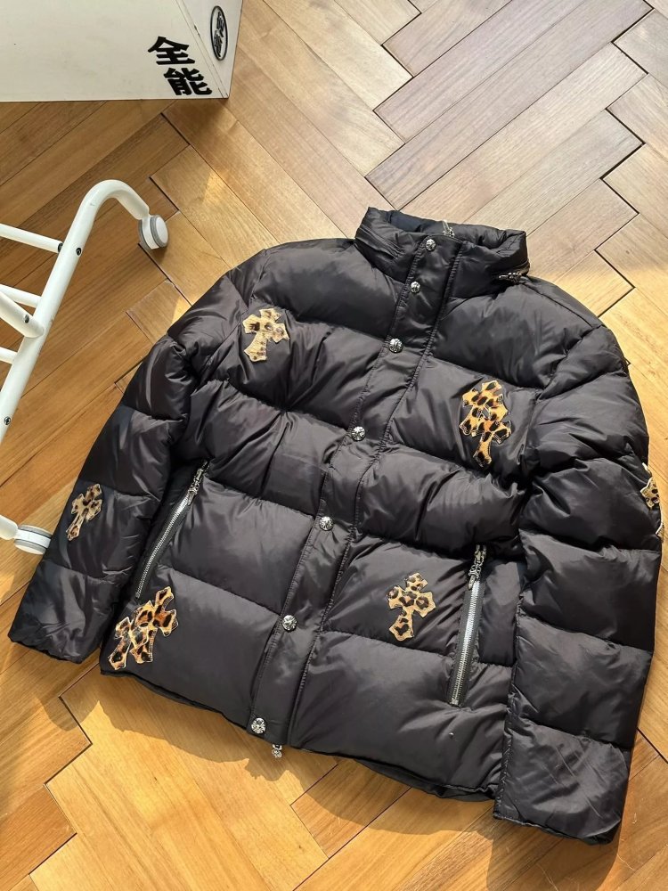 Chr0me Hearts Leopard Pattern Cross Down Jacket