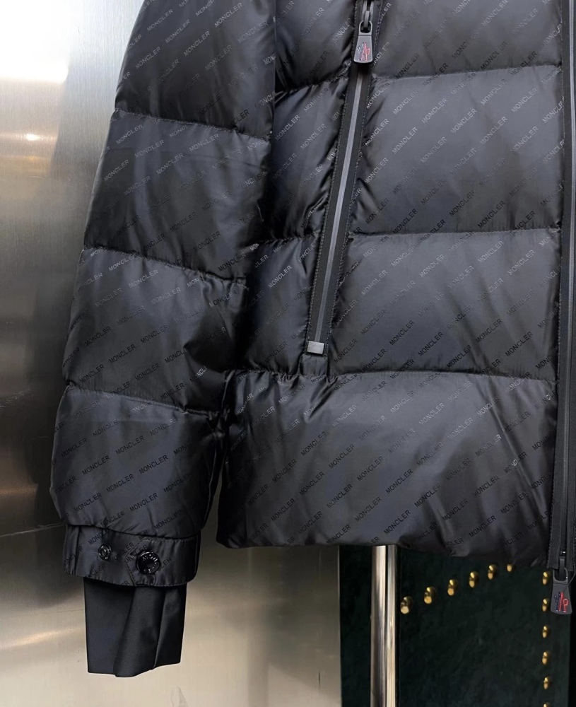 M0ncler Full Print Logo Down Jacket Black